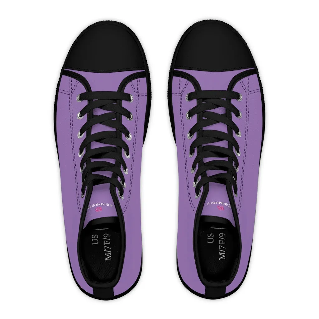 Light Purple Ladies' High Tops, Solid Color Best Women's High Top Sneakers Canvas Tennis Shoes