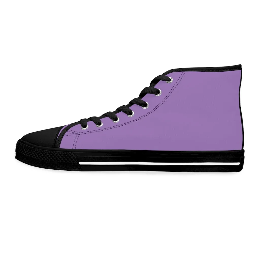 Light Purple Ladies' High Tops, Solid Color Best Women's High Top Sneakers Canvas Tennis Shoes