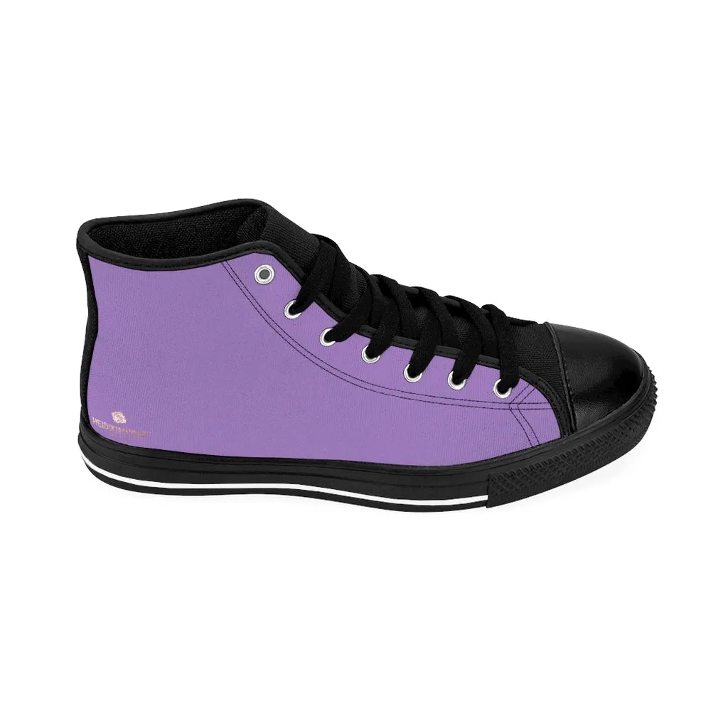 Light Purple Men's High-top Sneakers, Solid Color Minimalist Designer Tennis Running Shoes