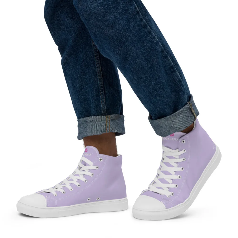 Light Purple Men's High Tops, Solid Pale Purple Color Men’s High Top Canvas Sneaker Shoes (US Size: 5-13)