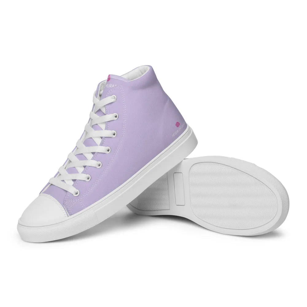 Light Purple Men's High Tops, Solid Pale Purple Color Men’s High Top Canvas Sneaker Shoes (US Size: 5-13)