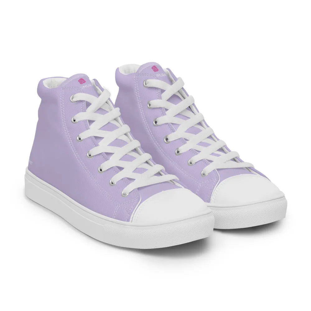 Light Purple Men's High Tops, Solid Pale Purple Color Men’s High Top Canvas Sneaker Shoes (US Size: 5-13)