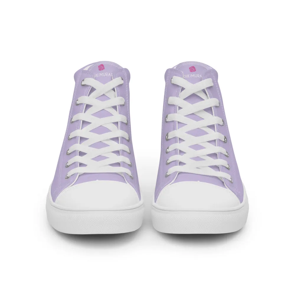 Light Purple Men's High Tops, Solid Pale Purple Color Men’s High Top Canvas Sneaker Shoes (US Size: 5-13)