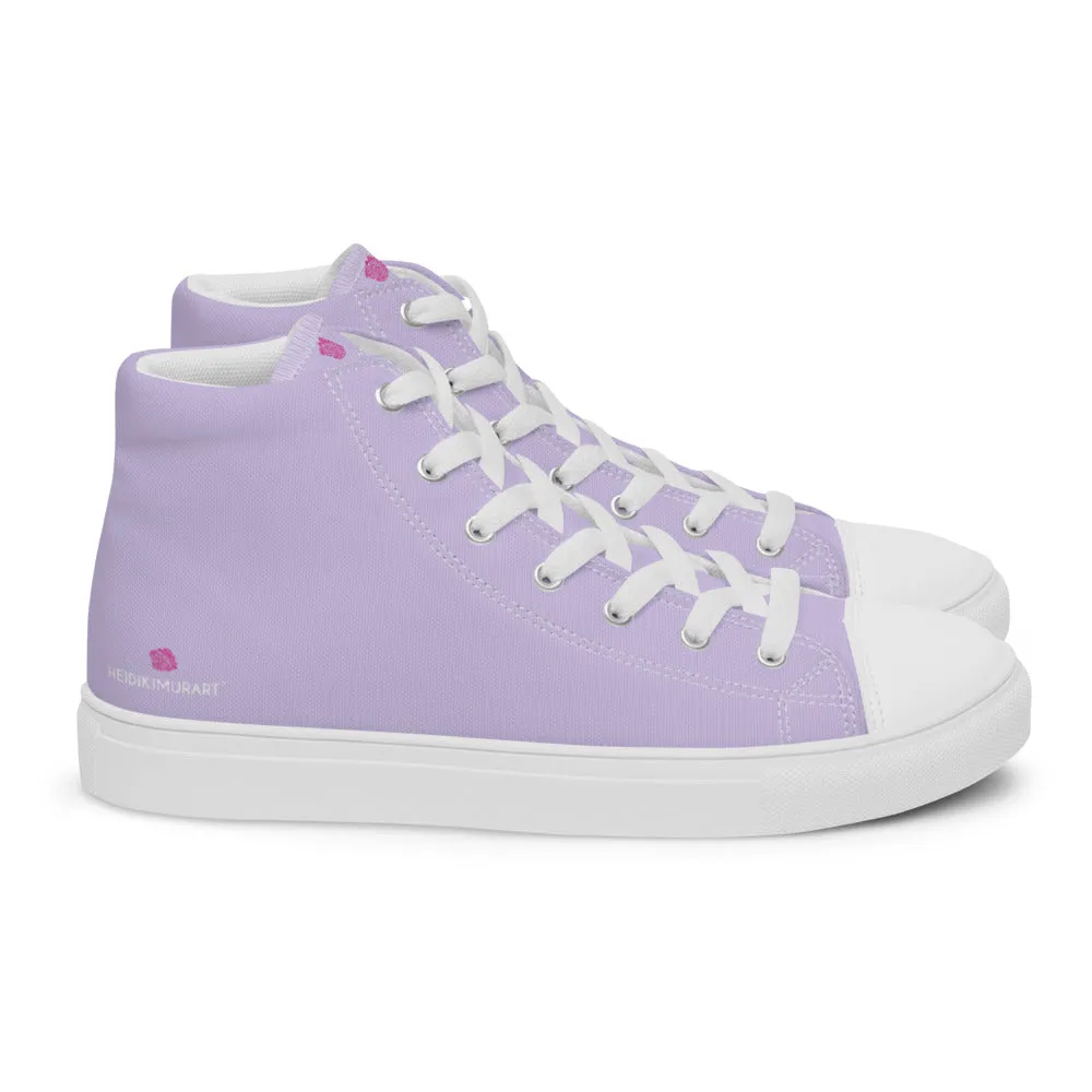 Light Purple Men's High Tops, Solid Pale Purple Color Men’s High Top Canvas Sneaker Shoes (US Size: 5-13)