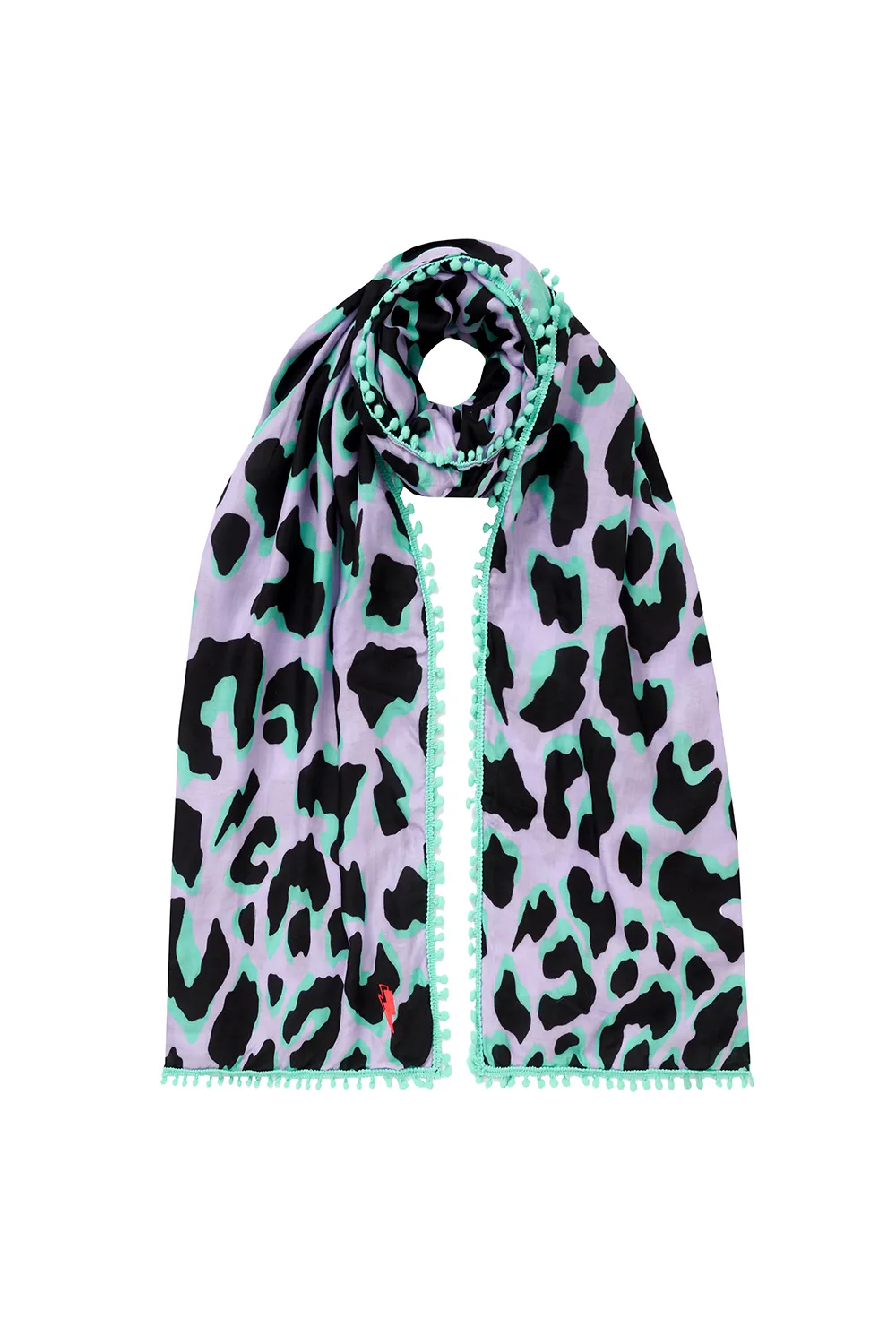 Lilac and Green with Black Mega Leopard Charity Super Scarf