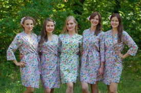 Lilac Happy Flowers Pattern Bridesmaids Robes