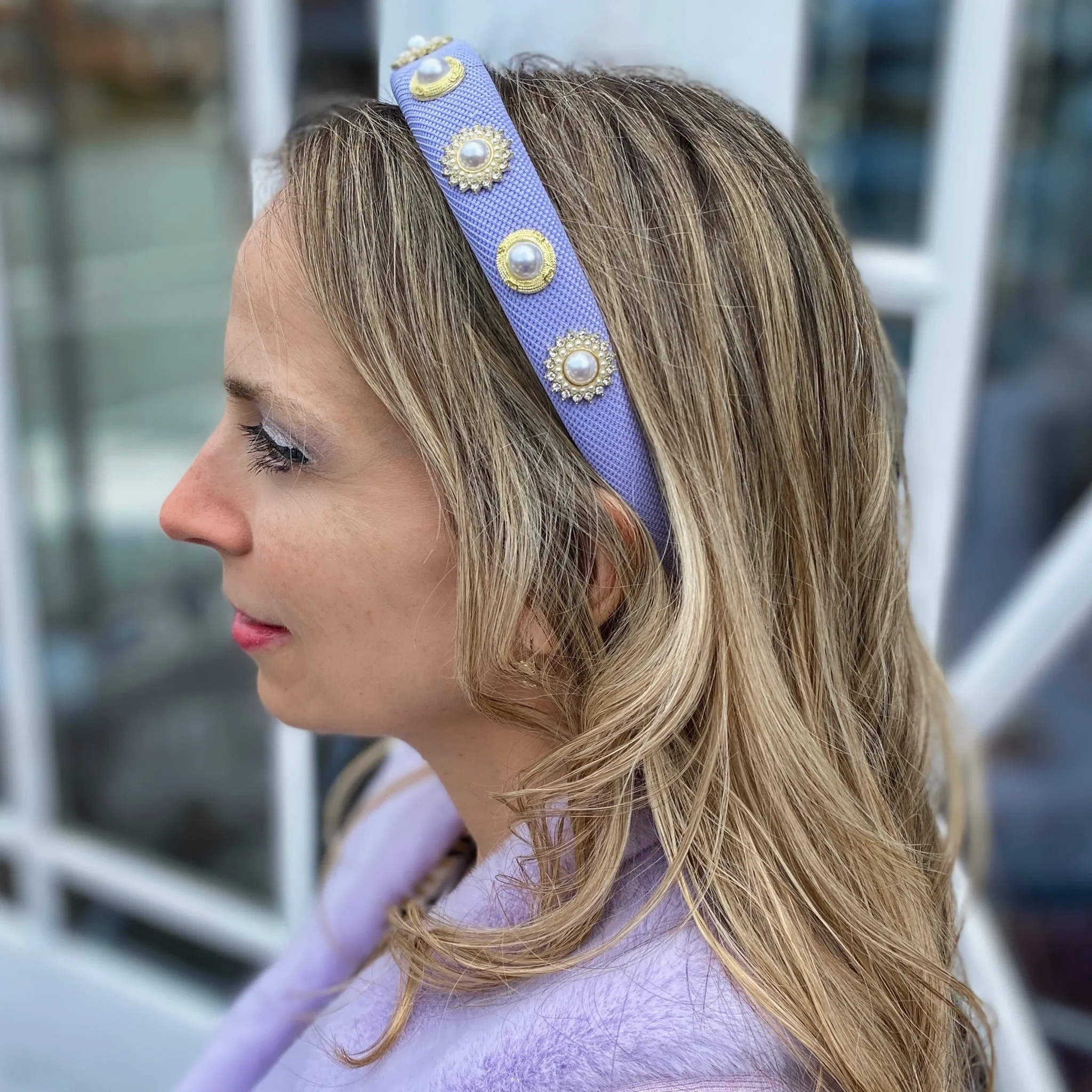 Lilac Headband with Pearls Lilac Pearl Headband