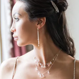 Lili long drop seed pearl bridal earrings