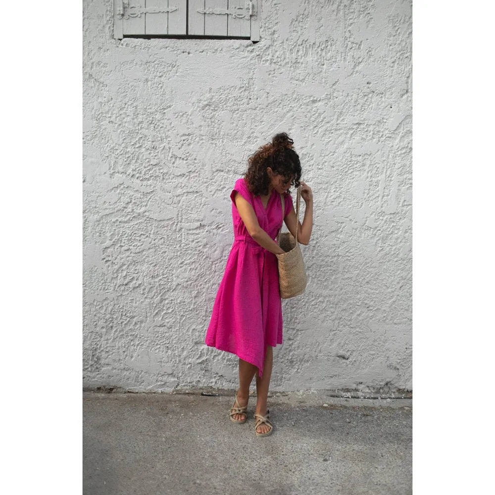 Linen dress Ayu neon pink by Seaside Tones