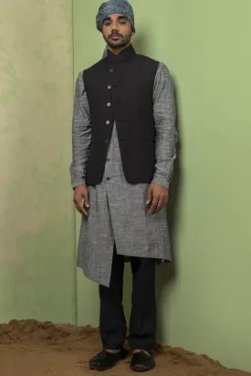 Linen Jacket With Kurta Set