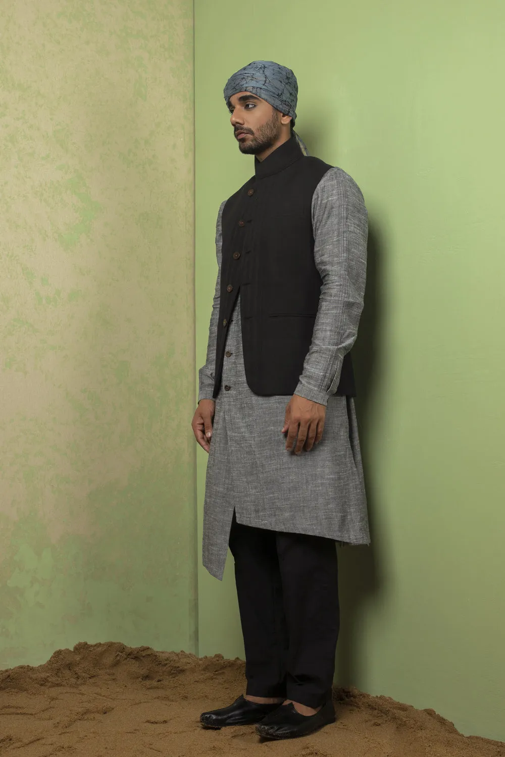 Linen Jacket With Kurta Set