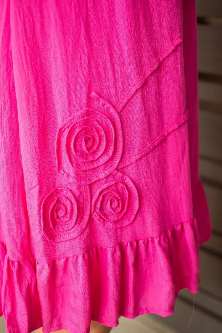 Linen Rayon Pink Sleeveless Dress Tunic