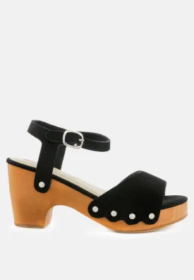 Liona Mustard Studded Suede Clogs Sandals