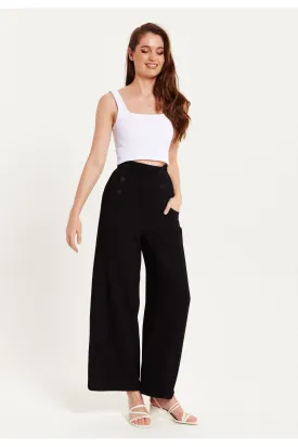 Liquorish Black Wide Leg Trousers