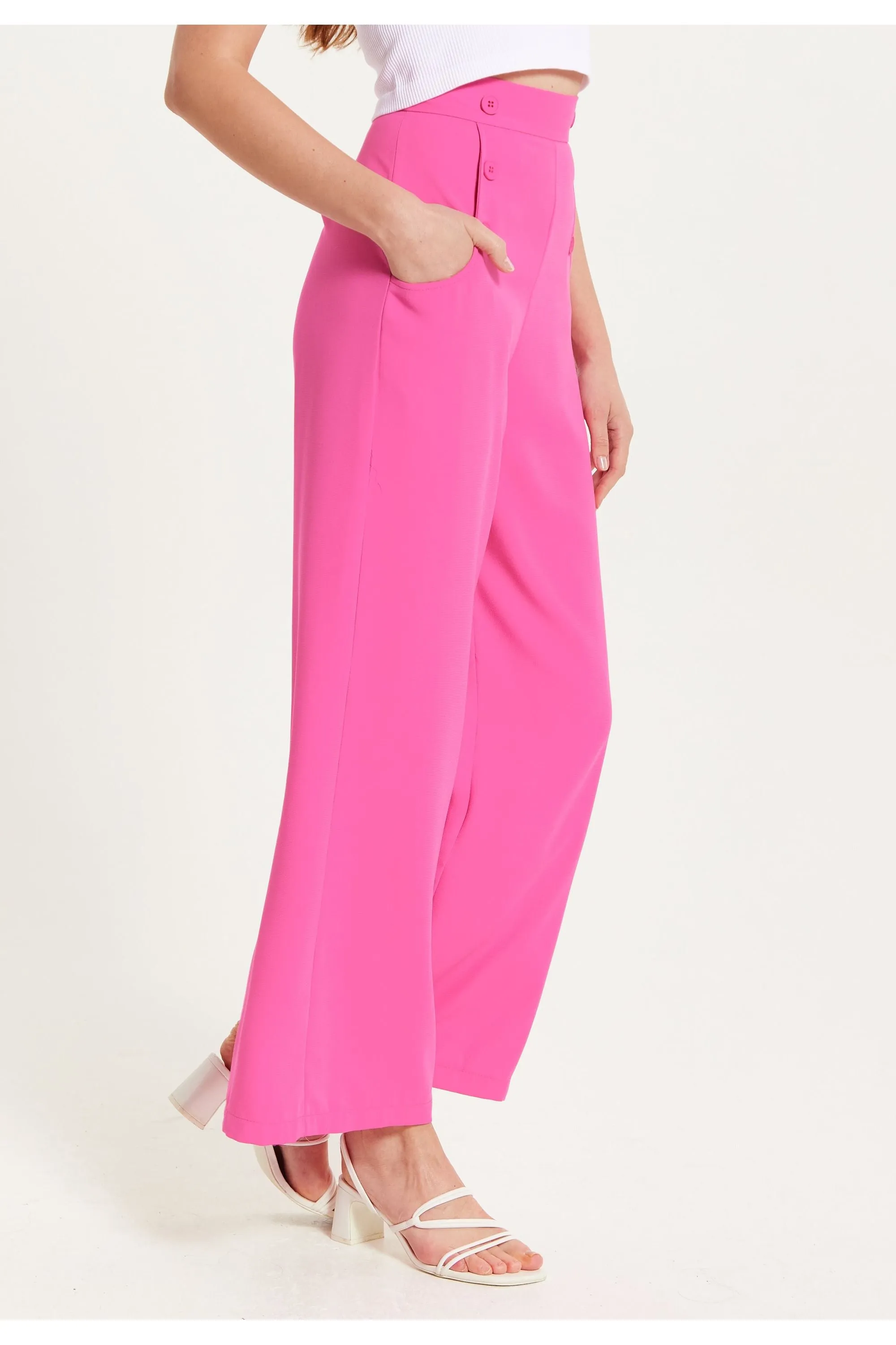 Liquorish Pink Wide Leg Trousers