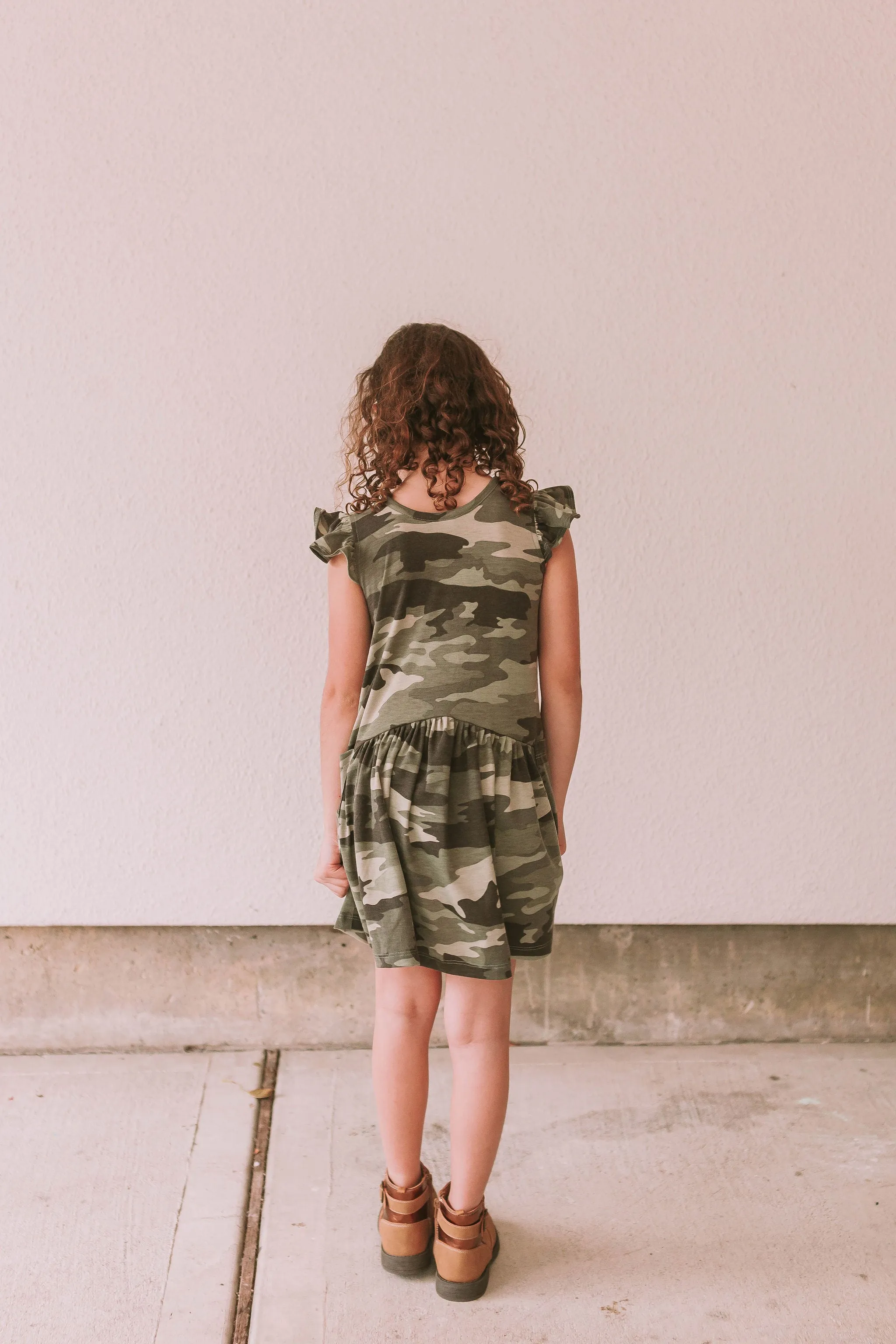 Little Girl's Camo Print Three-Pocket Jersey Knit Dress