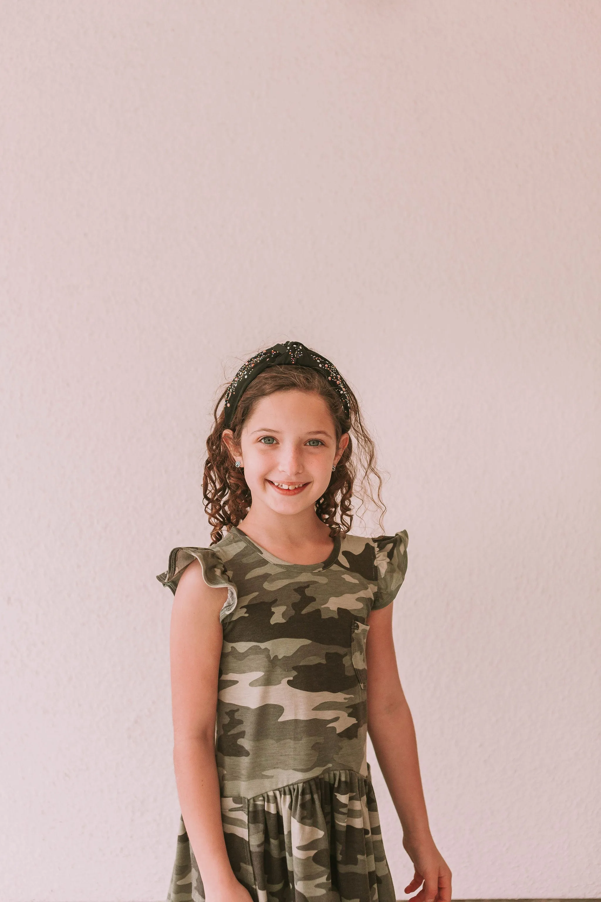 Little Girl's Camo Print Three-Pocket Jersey Knit Dress