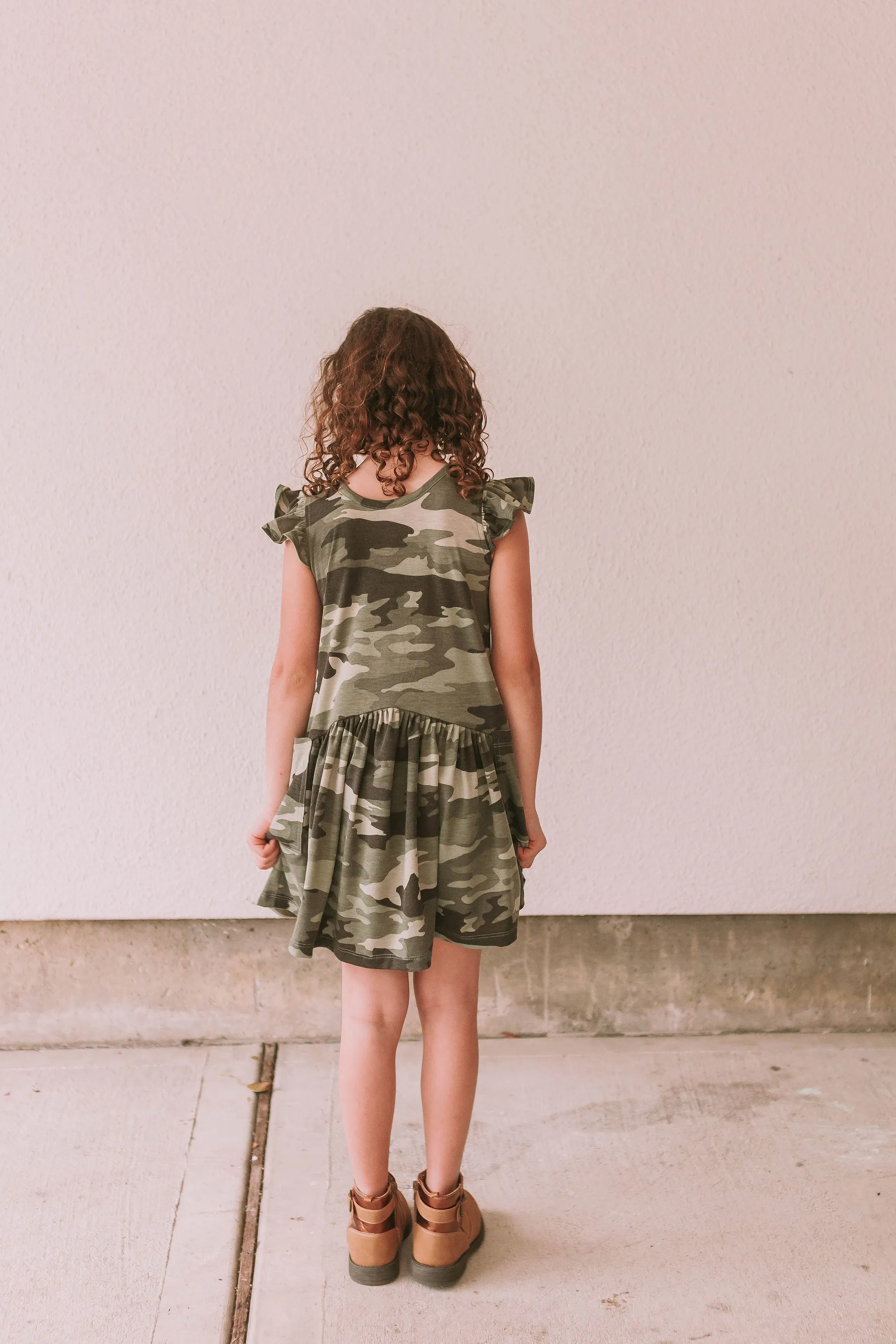 Little Girl's Camo Print Three-Pocket Jersey Knit Dress