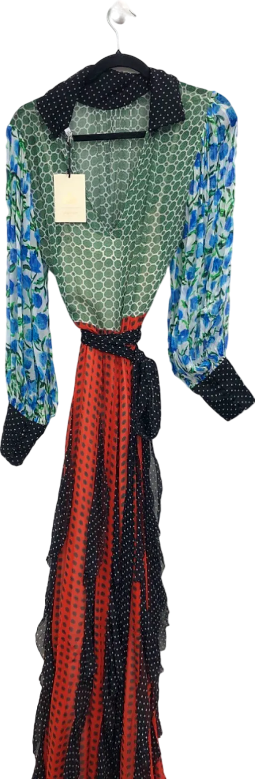 LK.BENNETT ROYAL ASCOT Alaina Mixed Print Georgette Maxi Dress UK 12