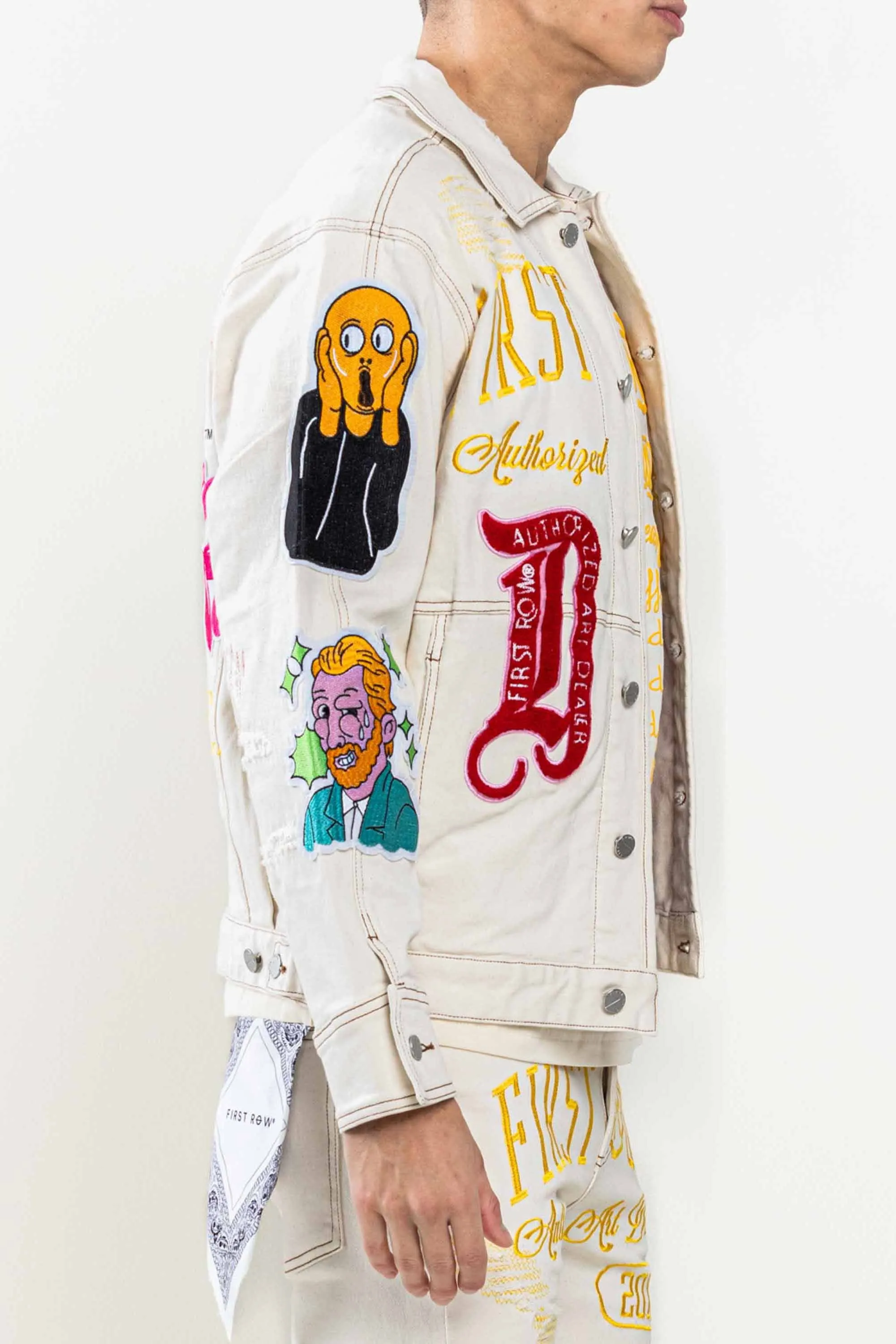 L.Khaki Art Dealer Graphic Nostalgic Fit Trucker Jacket