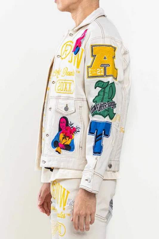 L.Khaki Art Dealer Graphic Nostalgic Fit Trucker Jacket