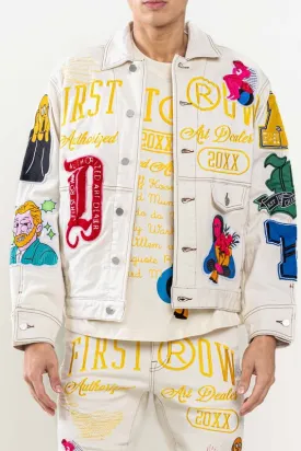 L.Khaki Art Dealer Graphic Nostalgic Fit Trucker Jacket