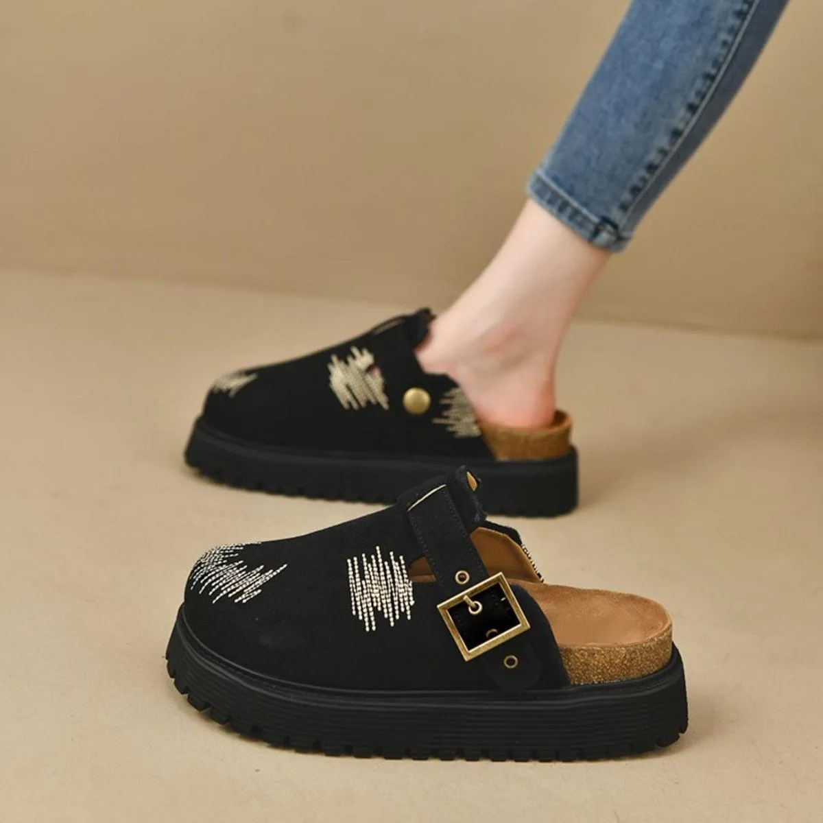 Loafers Suede Round Toe Platform Shoes