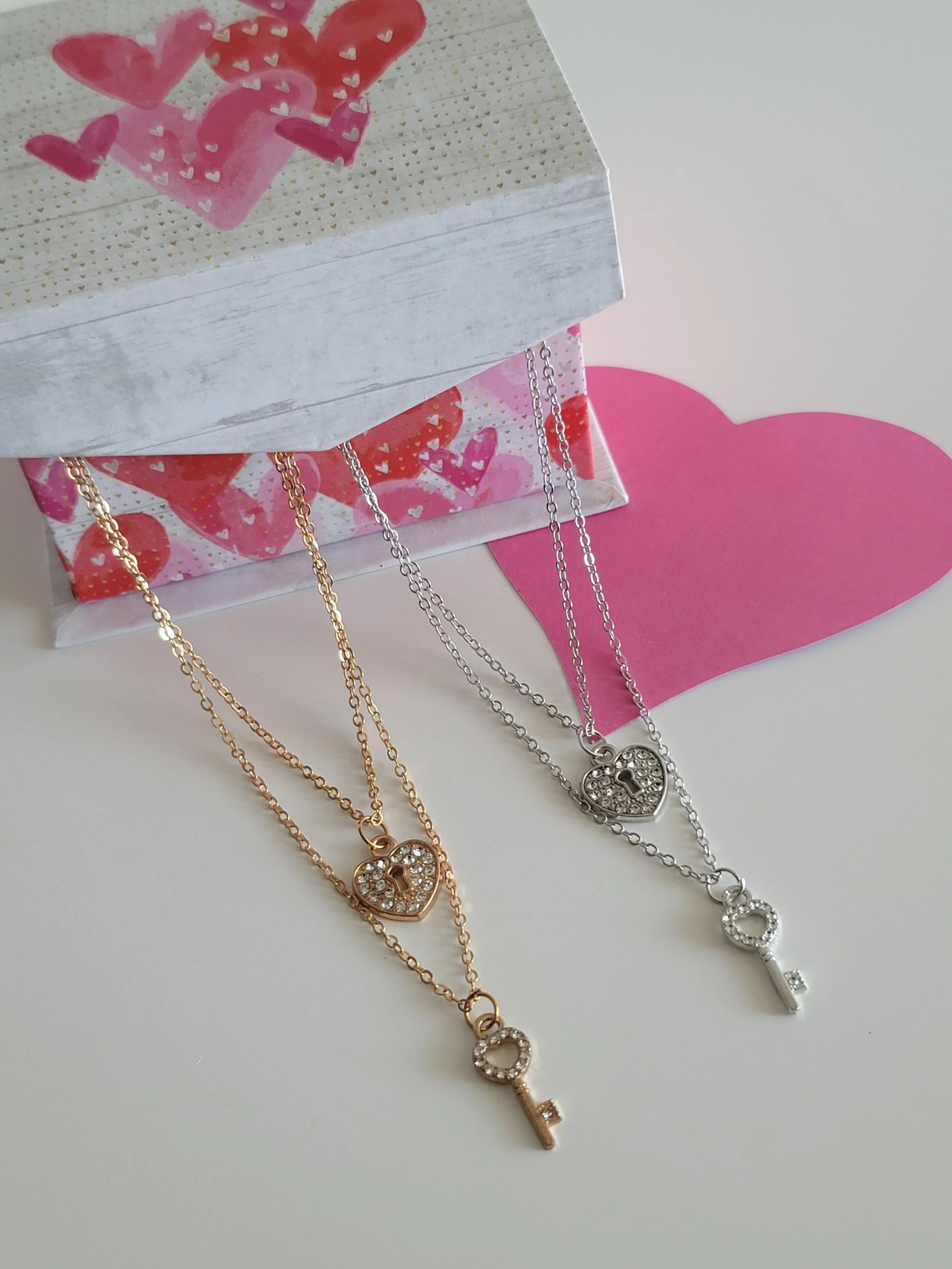 Lock & Key Charm Layered Necklace