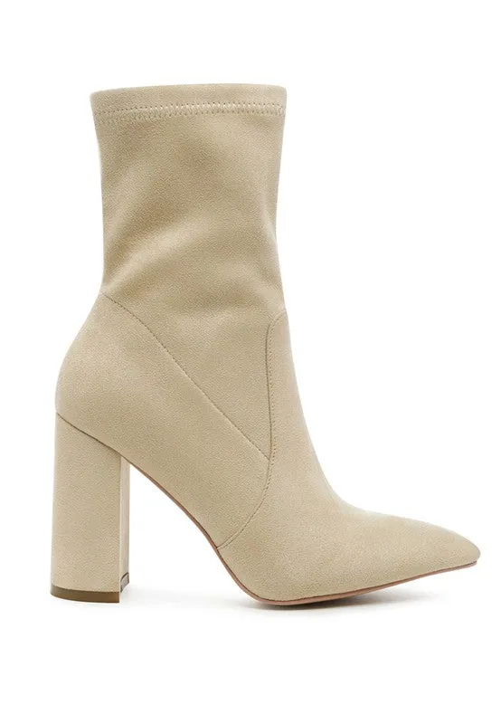 LONDON RAG ZAHARA POINTED BLOCK HEELED BOOT