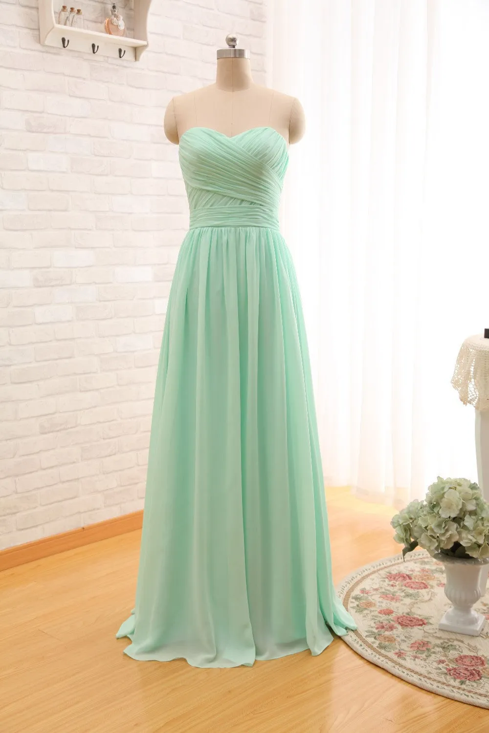 Long Chiffon strapless  Bridesmaid Dress