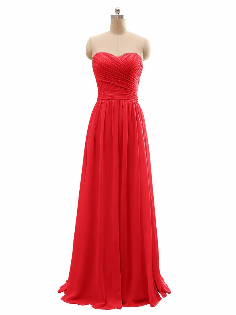 Long Chiffon strapless  Bridesmaid Dress