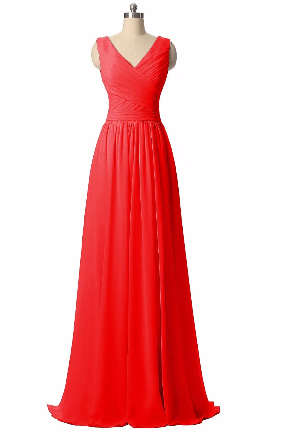 Long Chiffon V Neck Bridesmaid Dress At Bling Brides Bouquet - Online Bridal Store