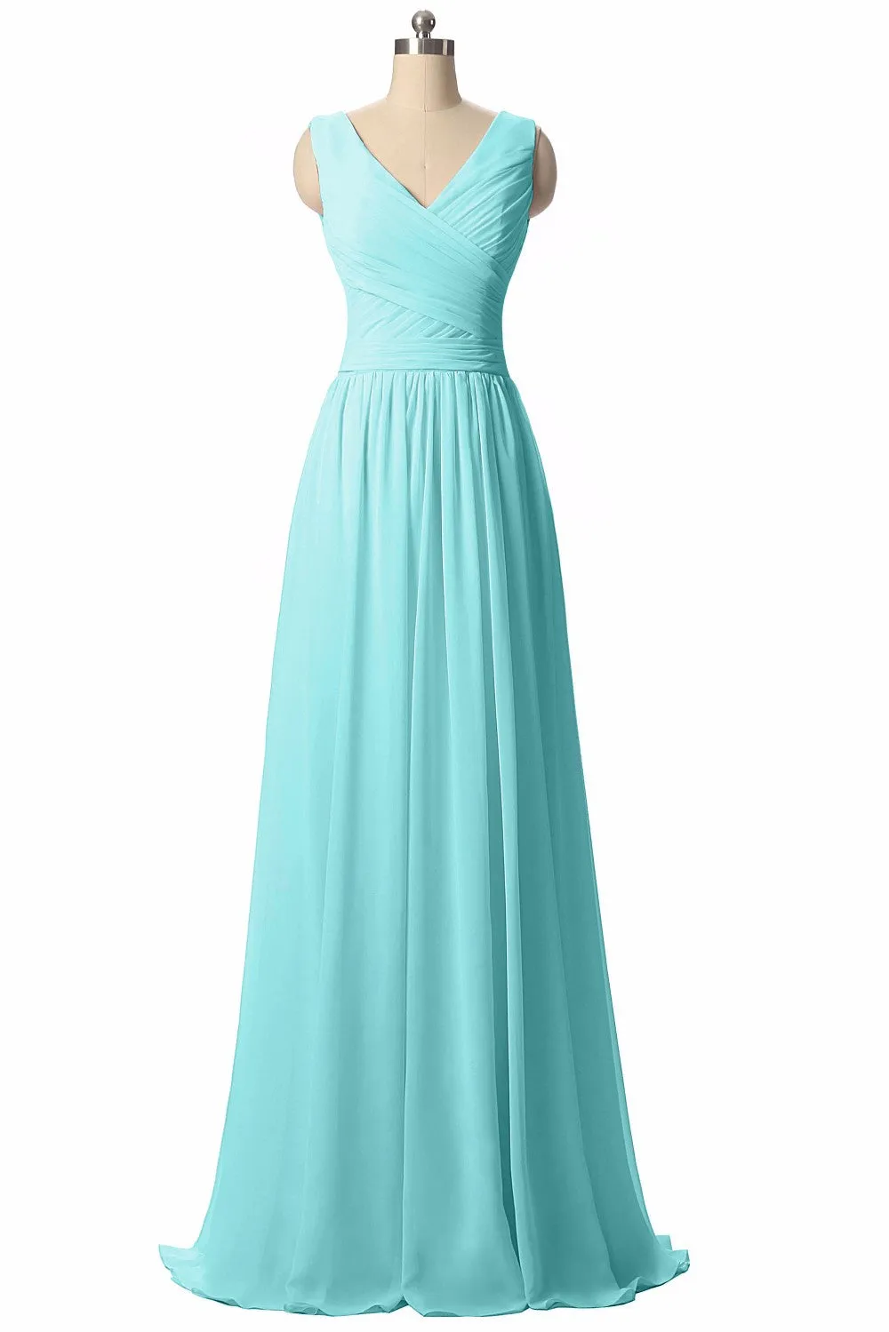 Long Chiffon V Neck Bridesmaid Dress At Bling Brides Bouquet - Online Bridal Store