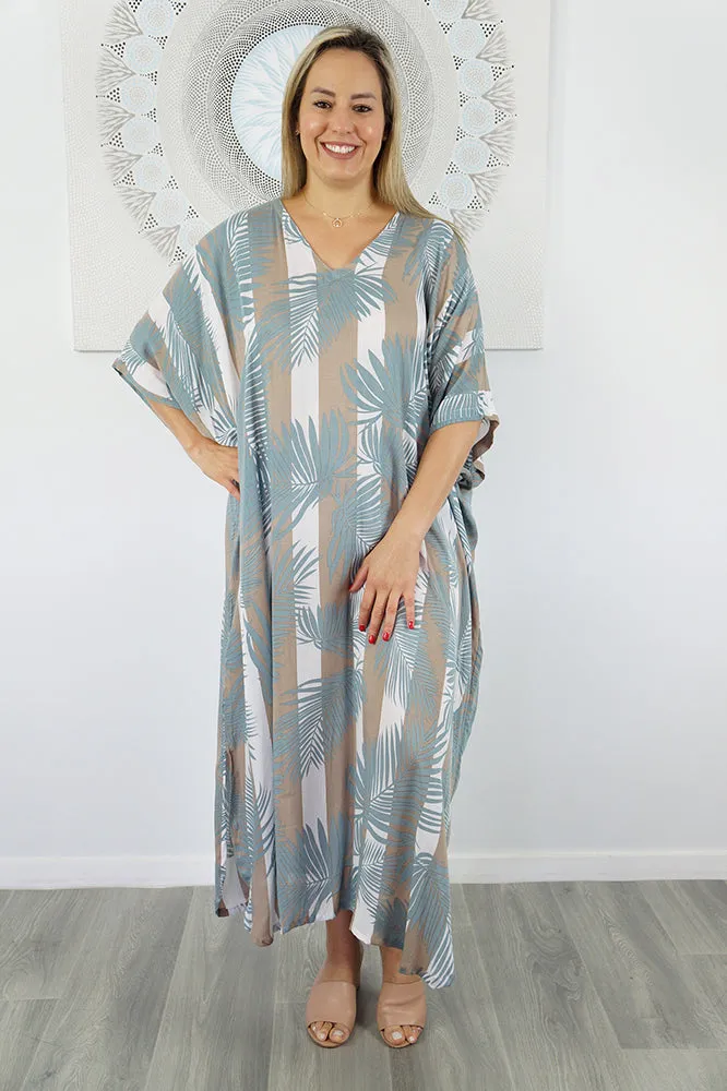 Long Kaftan "Leaf-Stripe"