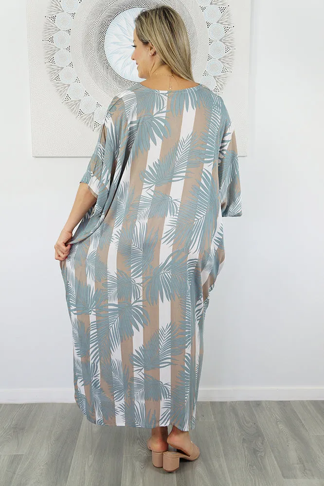 Long Kaftan "Leaf-Stripe"