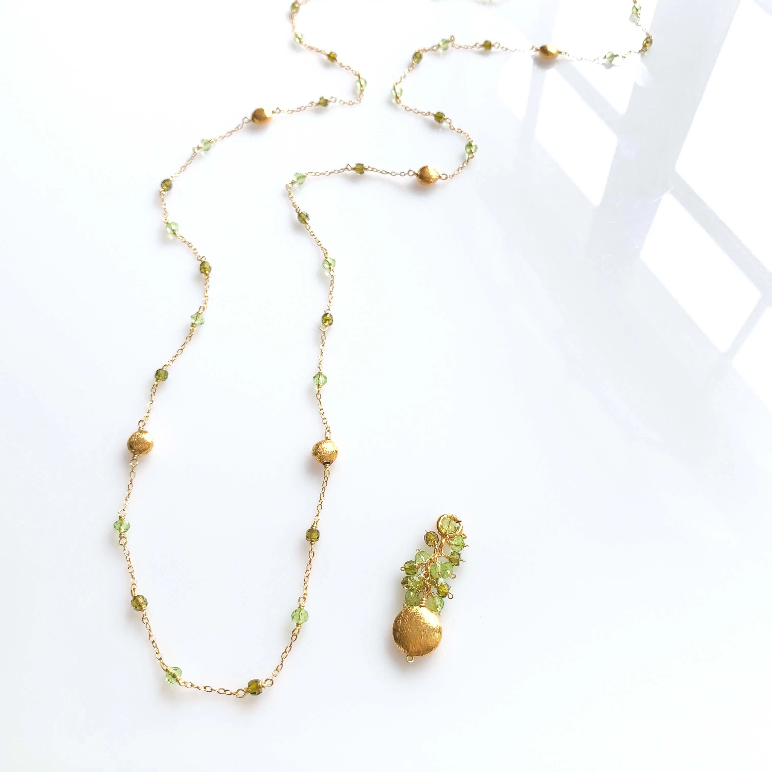 Long Peridot & Green Amethyst Beaded Chain