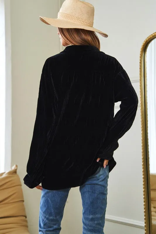 Long Sleeve Button Front Loose Fit Shirt Top