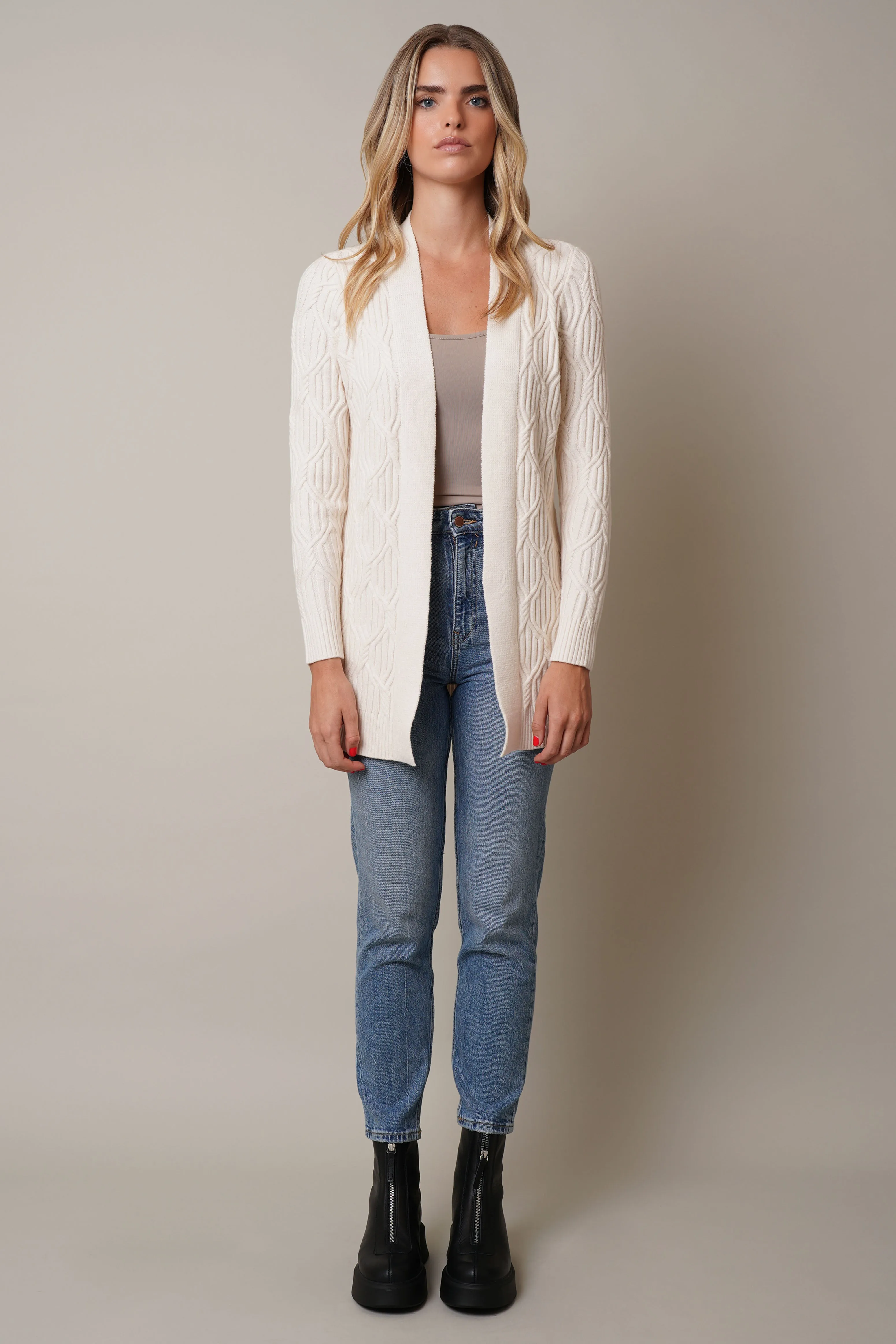 Long Sleeve Cabled Cardigan