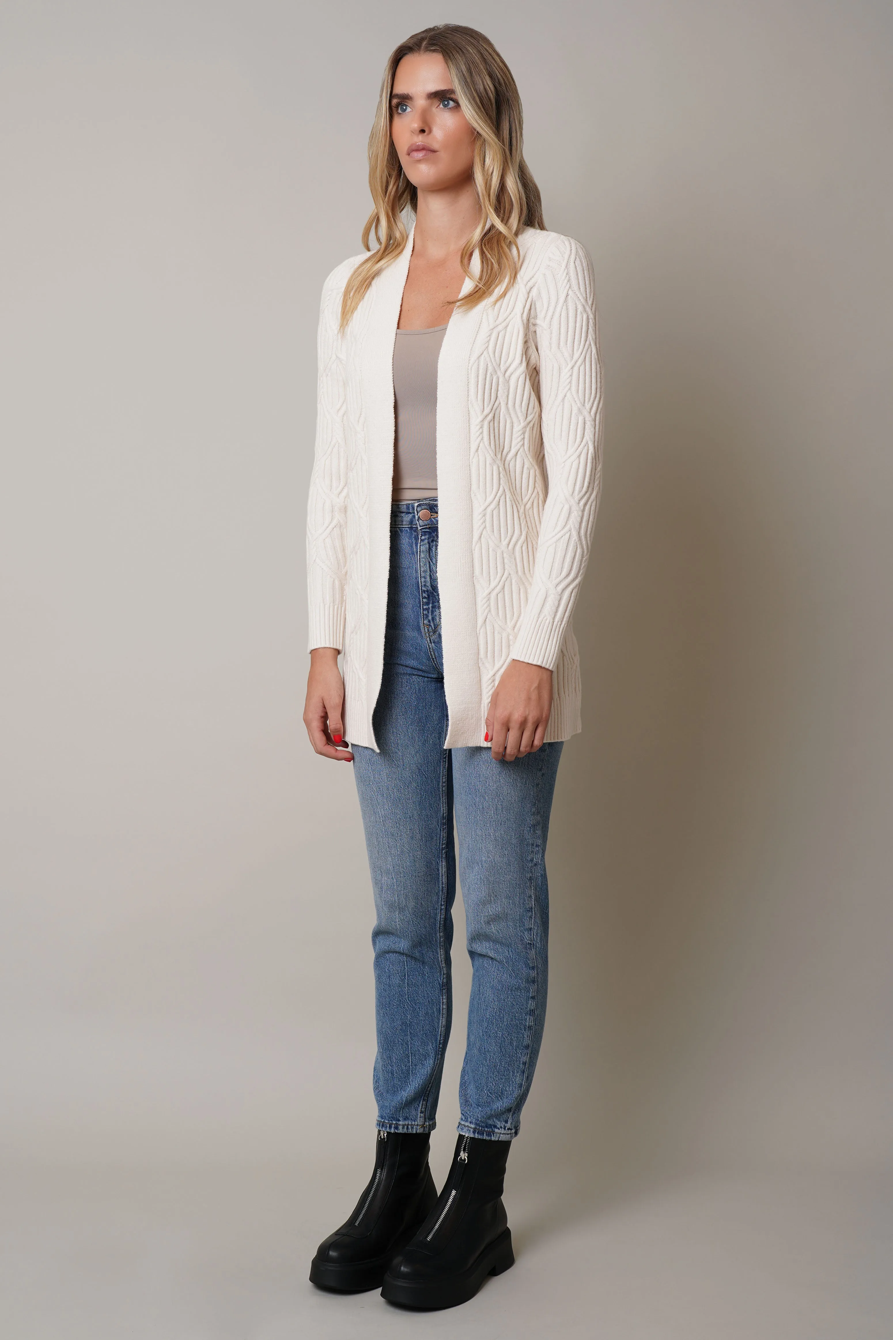 Long Sleeve Cabled Cardigan