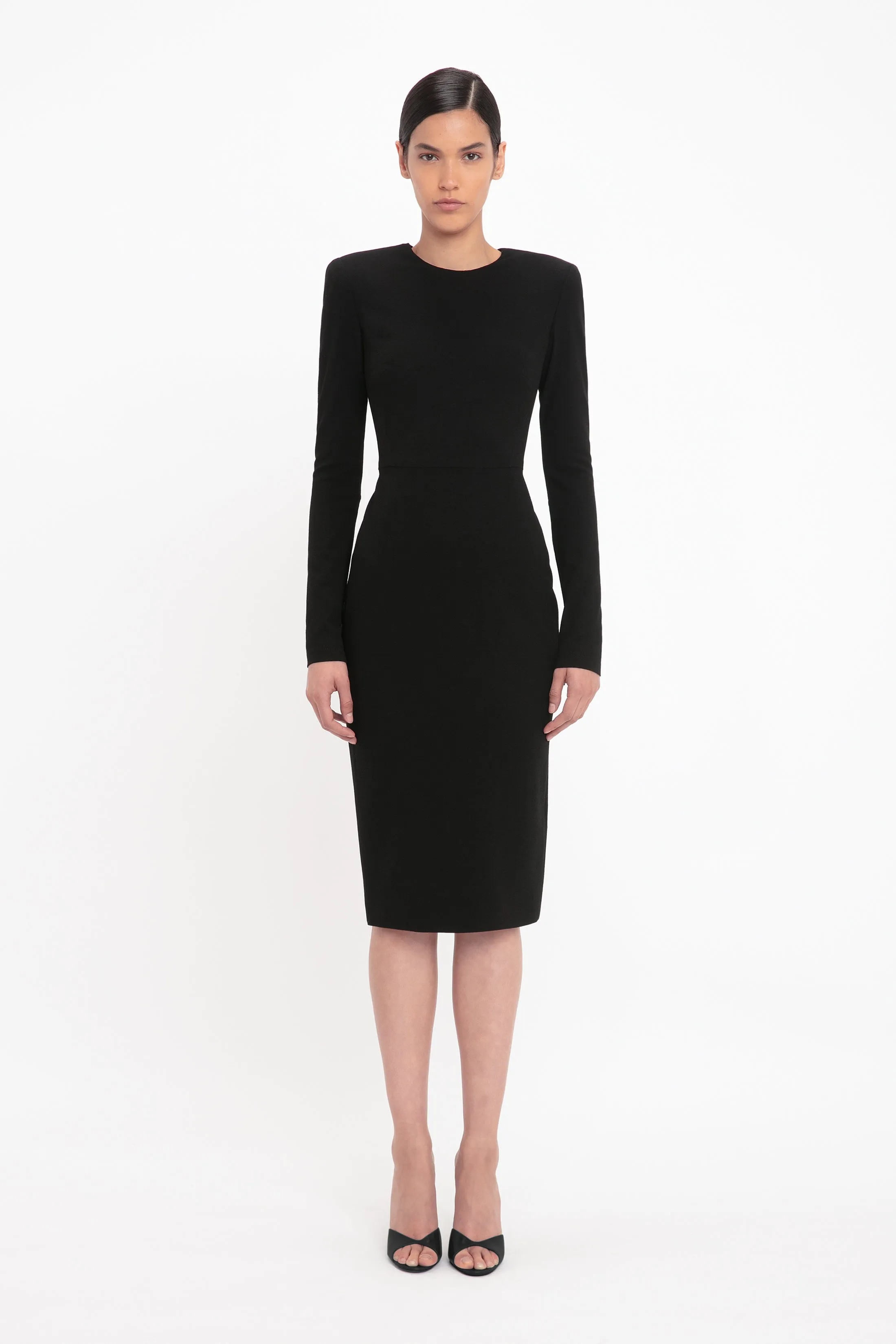 Long Sleeve T-Shirt Fitted Dress In Black