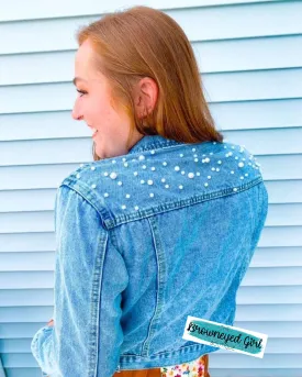 Looking Back Oversized Crop Cut Pearl Jean Jacket