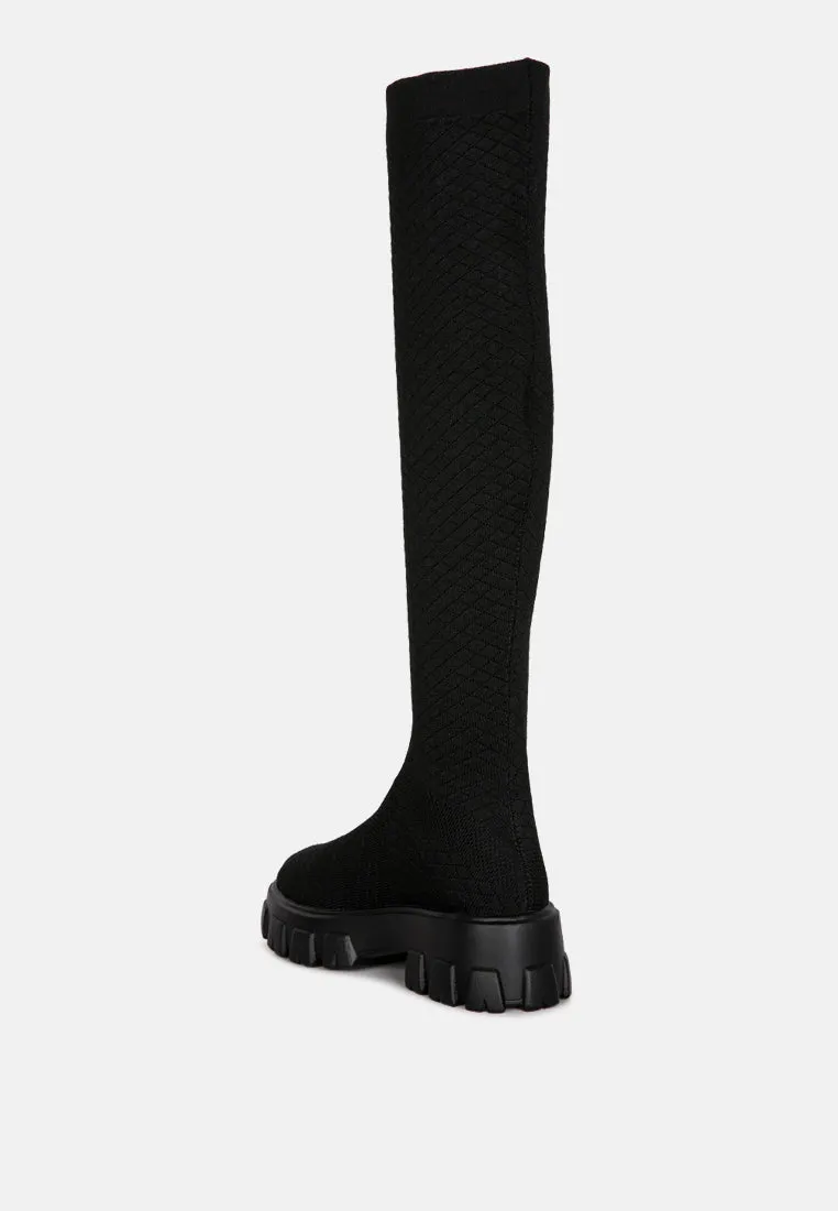 Loro Stretch Knit Knee High Boots