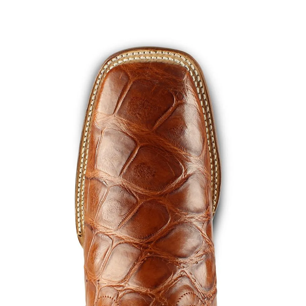 Los Altos Boots Mens #8225803 Wide Square Toe | Genuine  American Alligator skin Boots | Color Cognac