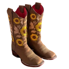 Los Altos Boots Women # 322G6207 Ladies Wide Square Boot| Style Python Boots | Color Brown