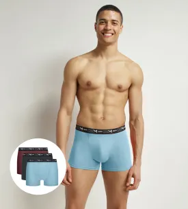 Lot de 3 boxers homme Bleu Gris Rouge Dim Coton Stretch