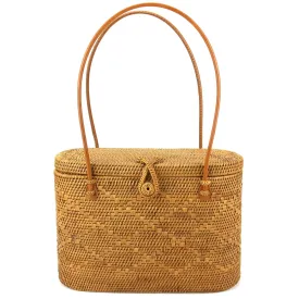 Loud Elephant Handwoven Flat Top Rattan Bag - Cross Loop