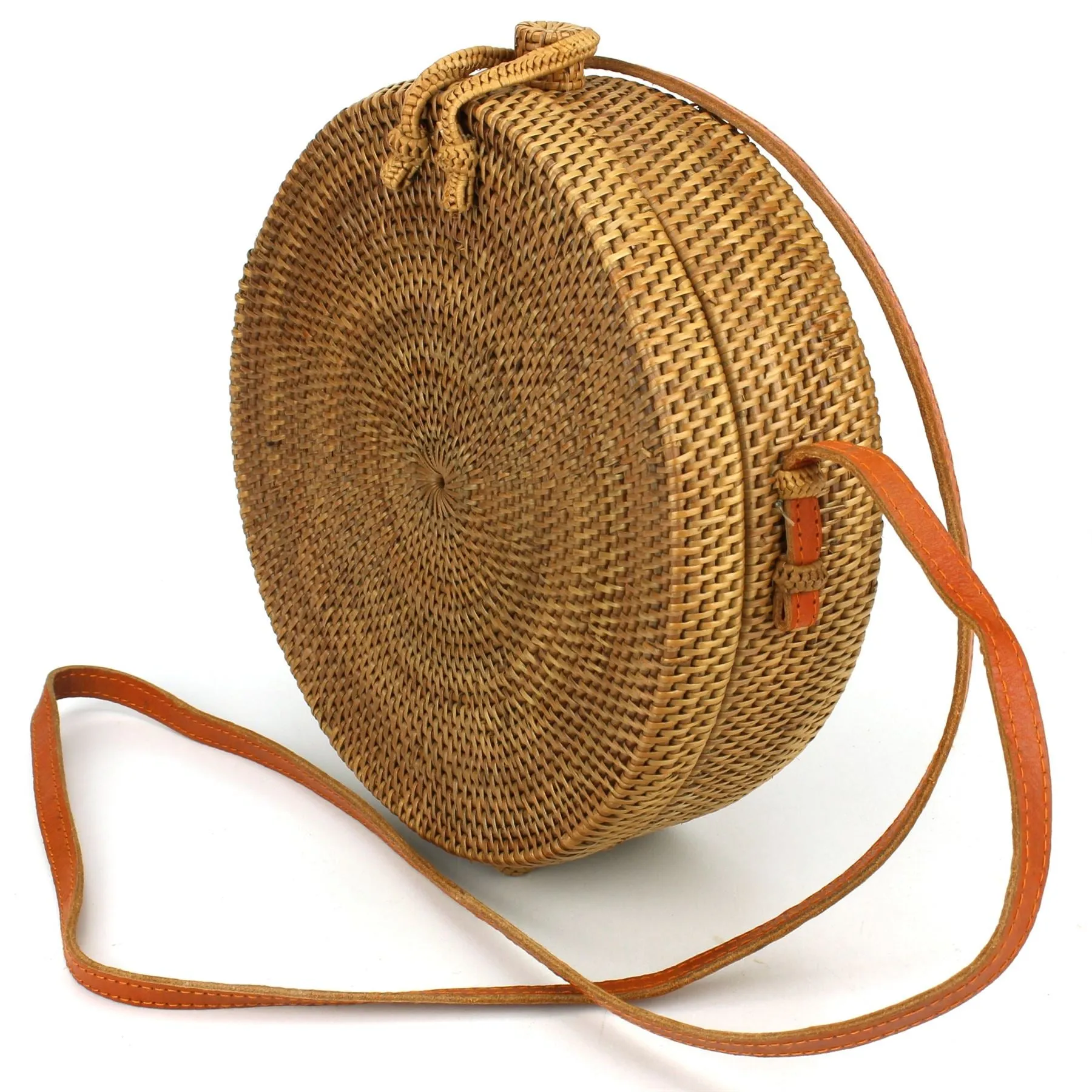 Loud Elephant Handwoven Round Rattan Bag - Loop