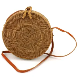 Loud Elephant Handwoven Round Rattan Bag - Loop