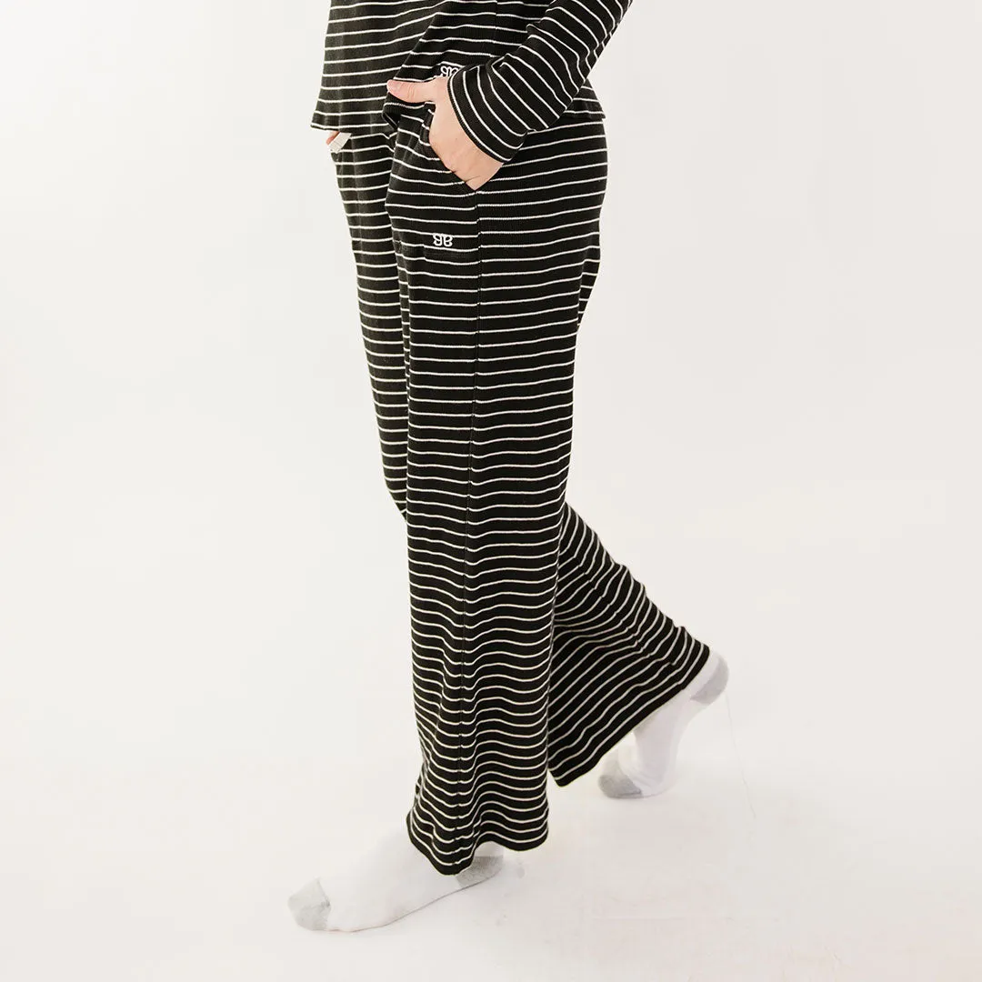 Lounge Pants, Black and White Stripe