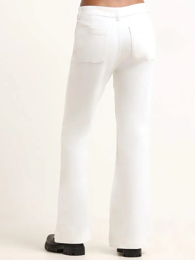 LOV White Wide Leg Fit Mid-Rise Jeans